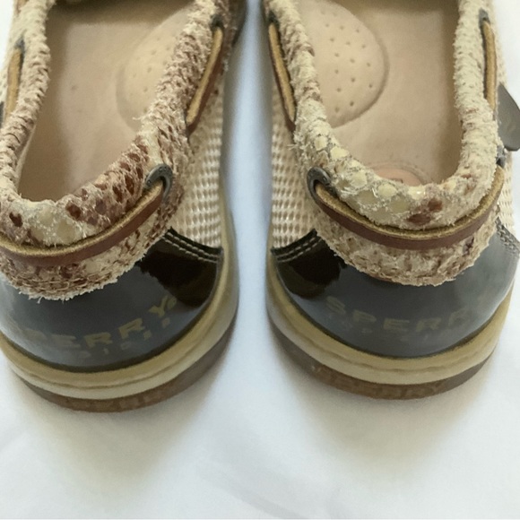 SPERRY Top-Sider 8.5 ANGELFISH brown python leather women’s slip-on boat shoes - Picture 6 of 8